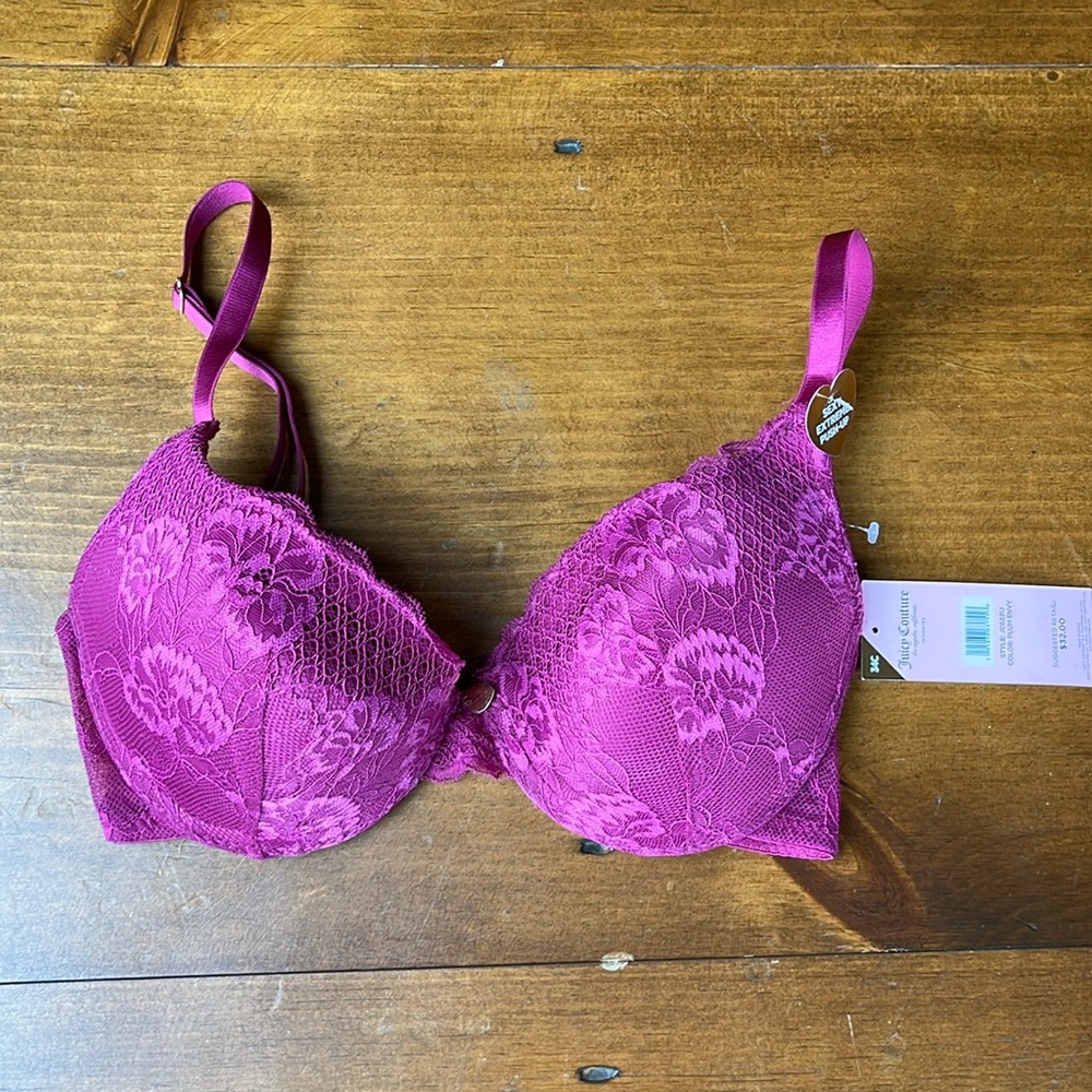 Juicy Couture Sexy Extreme Push-Up Plum Envy Bra - Sz 34C